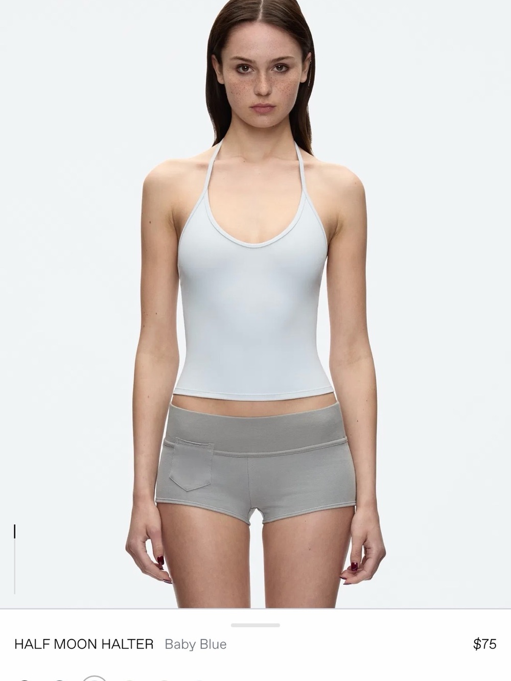 tank air half moon halter in color baby blue